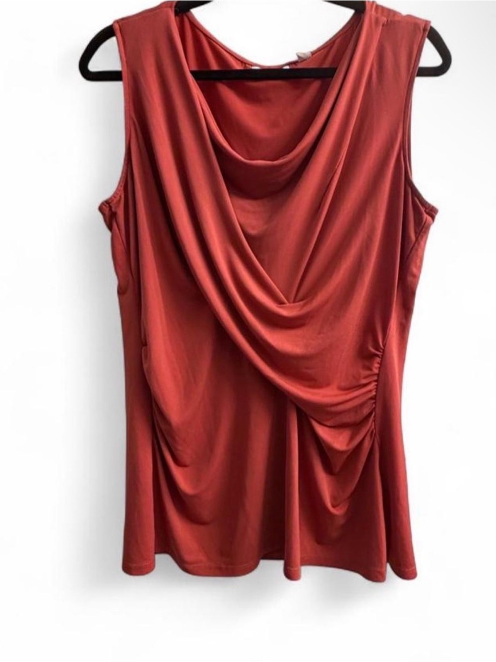 New York & Company Rust Draped Cowl Neck Sleeveless Top